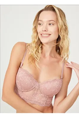 akasha lingerie Cansoy Dantel Korseli Hafif Destekli  Bralet Sütyen Takımı