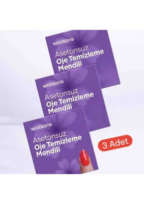 Watsons Oje Çikartici Mendil X3 Adet Leke Bırakmaz Tek Mendilde Tüm Parmaklardaki Ojeleri Çıkartır