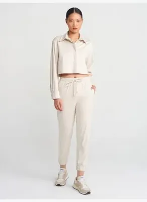Dilvin 71594 Manşetli Jogger Süet Pantolon