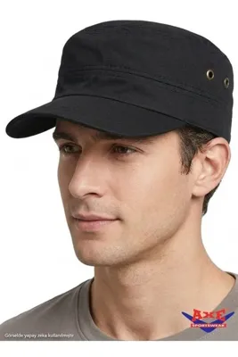 AXE SPORTSWEAR Yazlık Siyah Renk Arkası Cırtlı Ayarlanabilir Castro Cap Kep Avcı Model Şapka