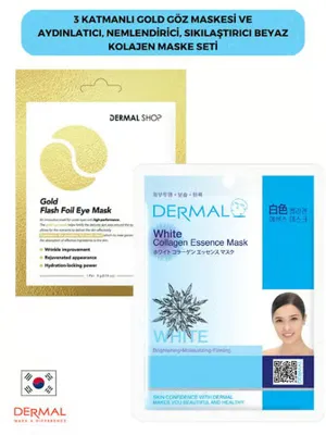 Dermal 3 Katmanlı Gold Göz Maskesi ve Hyaluronate Kolajen Özlü Cilt Bakım Maske Seti
