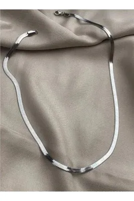 Satürn Silver Kuyumculuk Yassı Zincir İtalyan Çelik Kolye 316 L Çelik Kararma Yapmaz