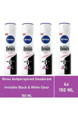 Nivea 4 Adet Nivea Kadın Invisible Black & White Clear Sprey Deodorant