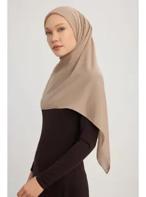Schaless Büyük Şifon Eşarp 120x120 - Vizon