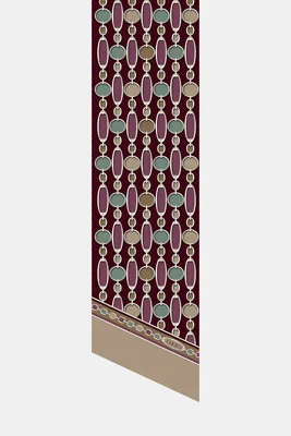 Vakko BORDO GEOMETRİK DESENLİ TWILL İPEK FULAR