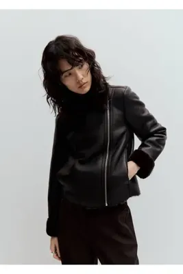 MANGO Woman Kürk detaylı biker ceket