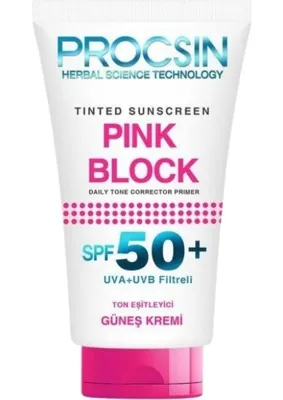 PINK Pink Block Aydınlatıcı Spf 50 Güneş Kremi Leke Karşıtı Cilt Tonu Eşitleyici Yoğun Nemlendirici Cildi Besleyici 50 ml