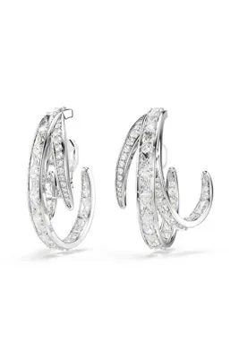 Swarovski Vienna Klipsli Küpeler, Karışık kesimler, Beyaz, Rodyum kaplama