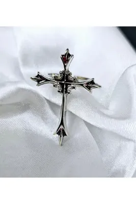 DÜKKAN DESİGN KIRMIZI MİNELİ GOTİK HAÇ YÜZÜK