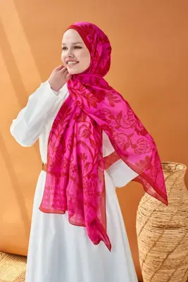 Silk Home Riva Şal Tencel Floral Koyu Pembe