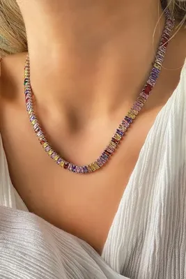 Ressia Baget Model Renkli Su Yolu Zirkon Kolye