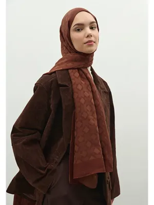 Fresh Scarfs OSLO PAMUK FLOŞ JAKARLI ŞAL KİREMİT