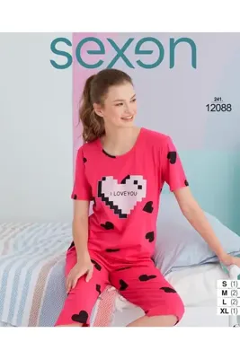 Genel Markalar Kırmızı Kısa Kollu Bermuda Pijama Takım
