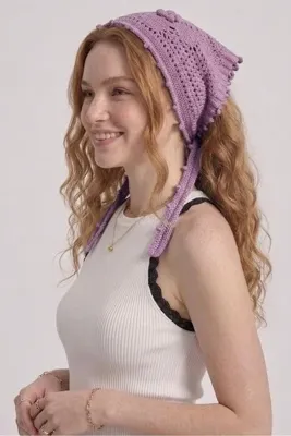 Neden Tekstil Kadın File Örgü Dantel Görünümlü Çok Amaçlı Bandana Yazlık Plaj Uyumlu Delikli Triko Saç Bandanası Ve Bel Aksesuarı