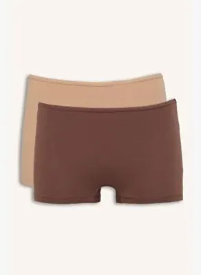 Defacto Pamuklu 2'li Açık Kahverengi Boxer Set