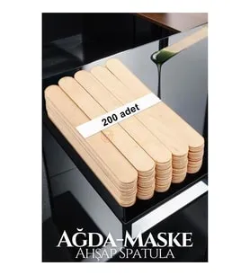 ModaCar Ahşap Büyük Spatula Yüz Cilt Ağda 200 Adet