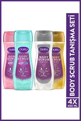 Duru BODY SCRUB DUŞ JELİ TANIŞMA SETİ 4X450 ML (GOLD&CRYSTAL-PINK&ICE)