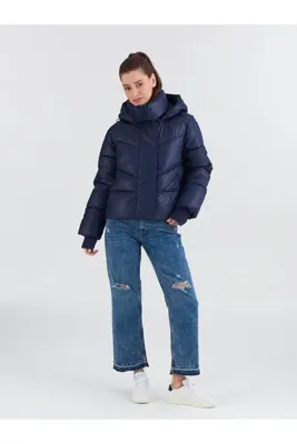 Gap Kadın Lacivert ColdControl Crop Puffer Şişme Mont