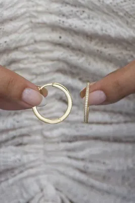 Nereze 925 Ayar Gümüş Gold 25 Mm Tamtur Halka Küpe
