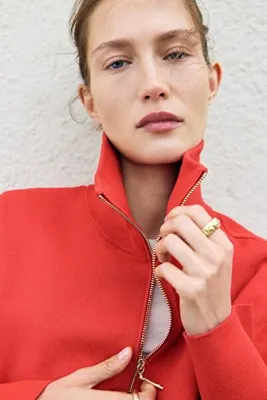 H&M Yarım Fermuarlı İnce Triko Kazak