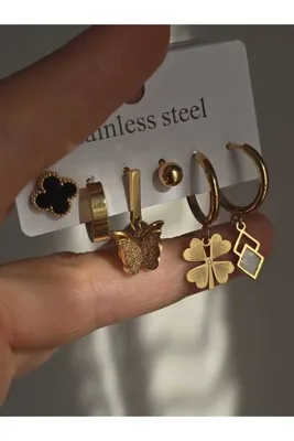 Aura jewerly store 6 lı çelik küpe