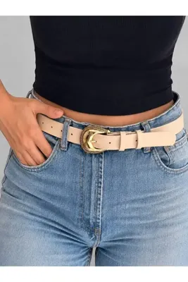 LİA KEMER Light Siyah Gold Tokalı Model