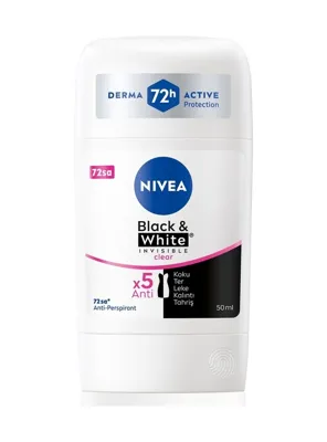 Nivea 5 Adet Nıvea Kadın Stick Deodorant Black&white Invisible Clear 50 Ml 86306749