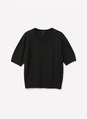 Sisley Kadın Siyah Yün Karışımlı Regular Fit Yırtmaçlı Bisiklet Yaka Kazak