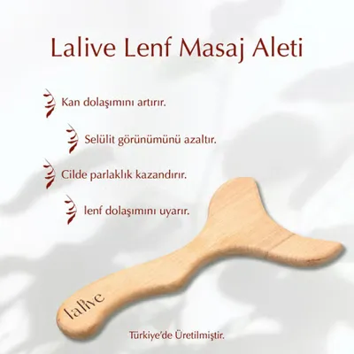 Lalive Selülit Giderici Ahşap Lenf Drenaj Masaj Aleti %100 Doğal