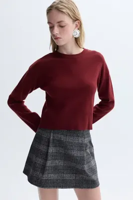 Mudo Kadın Bordo Loose Fit Bisiklet Yaka Kazak