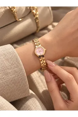 Genel Markalar Gold Kadın Kol Saati – Özel Tasarım Bileklik Kordonlu, Küçük Kasa, Zarif ve Şık Kadın Saat