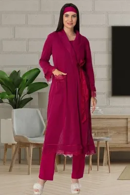 Mecit Pijama Triko Sabahlıklı Lohusa Pijama Takımı %75 Pamuk, %25 Viskon