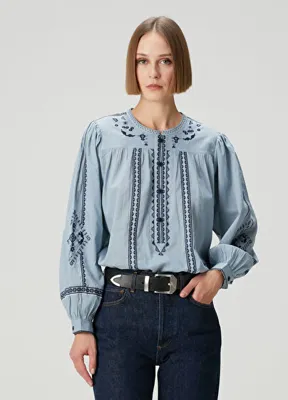 Zadig&Voltaire Tigy Mavi Nakışlı Bluz