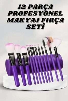 Lisinya Makyaj Fırçası 12 Parça Set Yumuşak Uçlu Göz Makyajına Uygun Hafif ve Taşınabilir Çanta -