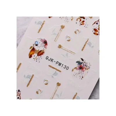 Takıtolia Nailist Floral Çiçekli Seri - Altın Yaldızlı Yapışkan Tırnak Sticker Nail Art Tırnak Dövmesi 30630312