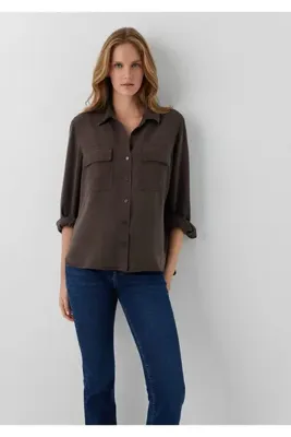 Mavi (Tencel™) Lyocell Kahverengi Gömlek Loose Fit / Bol Rahat Kesim 1220415-70238