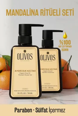 Olivos Ambrosia 2 Li Set %100 Doğal Zeytinyağlı Mandalina Kokulu Duş Jeli Ve El Sabunu, 1250 Ml