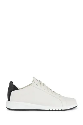 Derimod Geox Erkek Beyaz U Aerantis A - Tumb Bağcıklı Deri Sneaker