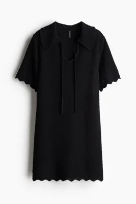 H&M Delik Desenli Triko Elbise