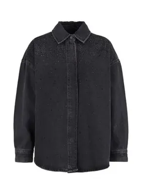 U.S. Polo Assn. AMY-G Siyah Kadın Oversize Denim Gömlek