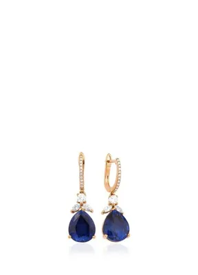 Aspendos Jewellery Damla Safir Pırlantalı 18 Ayar Altın Kadın Küpe