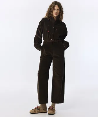 Twist ÖRGÜ KEMERLİ KADİFE PANTOLON