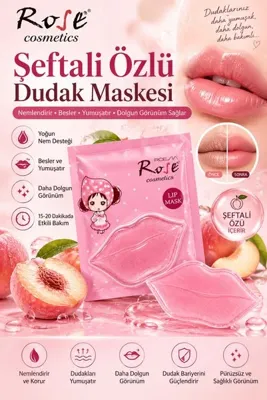 Roesıa Rose Cosmetics Rose Cosmetics Peach Şeftali Özlü Nemlendirici Dudak Maskesi 1 Adet 15-20 Dakika Dudak Bakımı