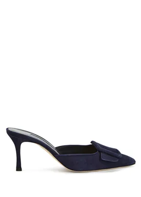 Manolo Blahnik Lacivert Kadın Süet Terlik