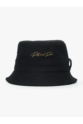 RustandRich Kadın Erkek Siyah Bucket Şapka Basic