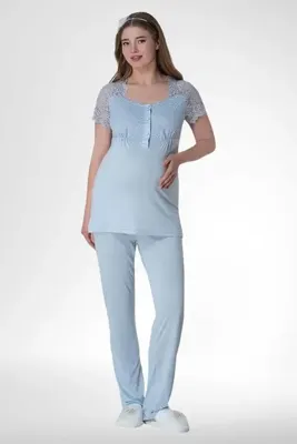 Mecit Pijama Mecit 6009 Mavi Hamile Lohusa Pijama Takımı