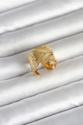 Genel Markalar 316L Çelik Gold Renk Başak Modeli Kadın Yüzük