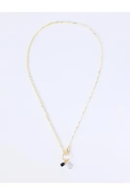 Jimmy Key Altın Rengi İnci Charm Detaylı Modern Kolye
