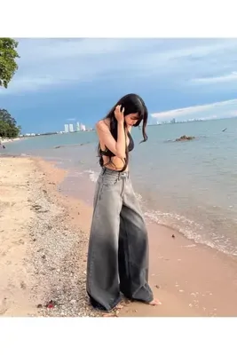 komera GRİ BAGGY JEAN PANTOLON
