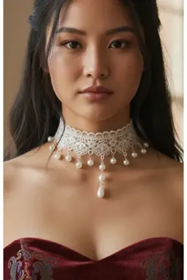 ZETCONCEPT Zet Style Nocturne Koleksiyonu “Nocturne Velaria – Gecenin Örtüsü” Dantel Choker Gotik Kolye